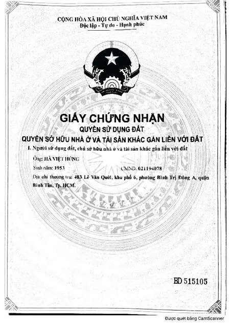 Bán Nhà số 483 Đường Lê Văn Quới, Phường Bình Trị Đông A, Quận Bình Tân