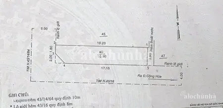 Bán Nhà số 43/16A Đường Cộng Hòa, Phường 4, Quận Tân Bình
