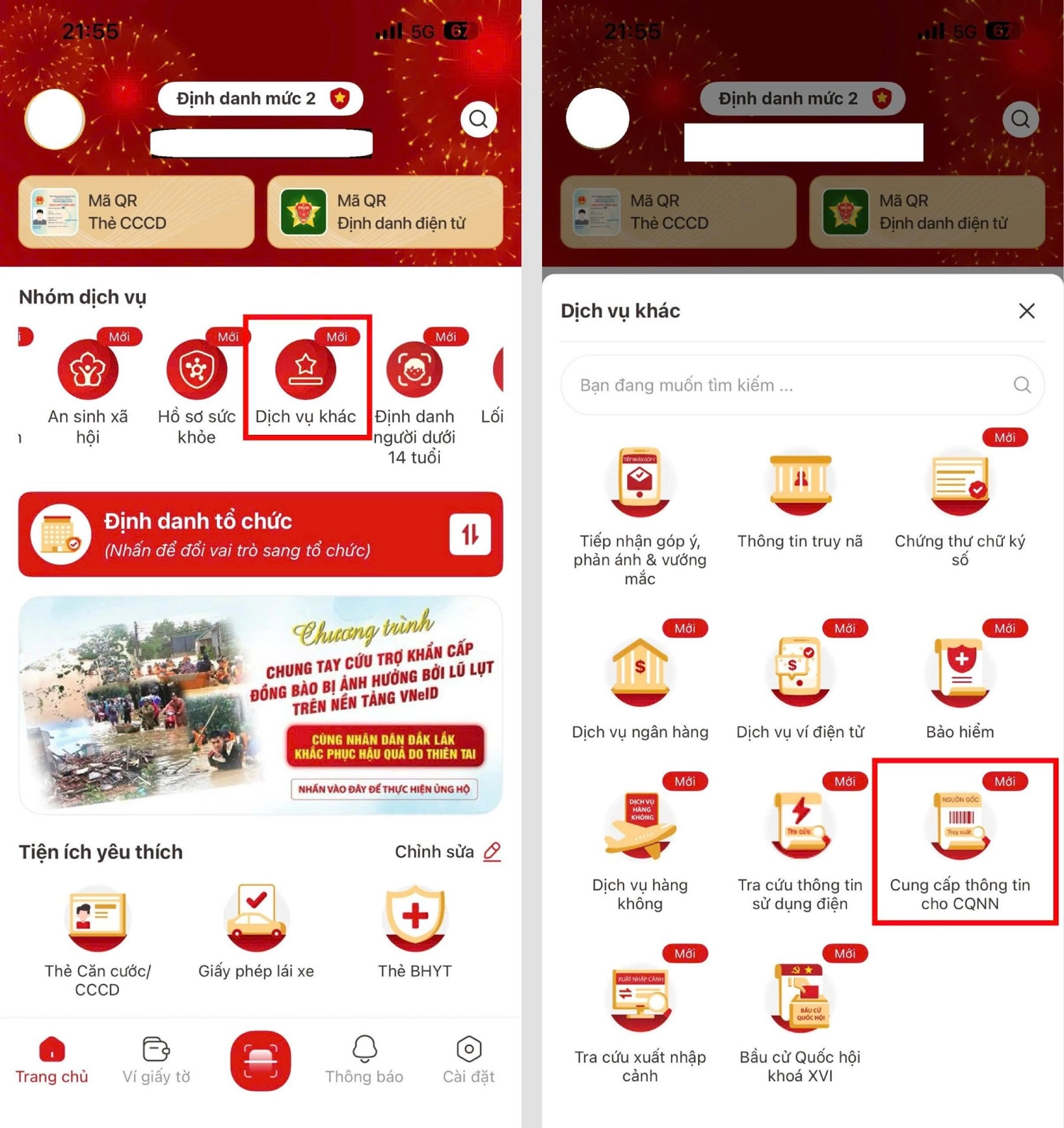 Đăng nhập vào VNeID và 