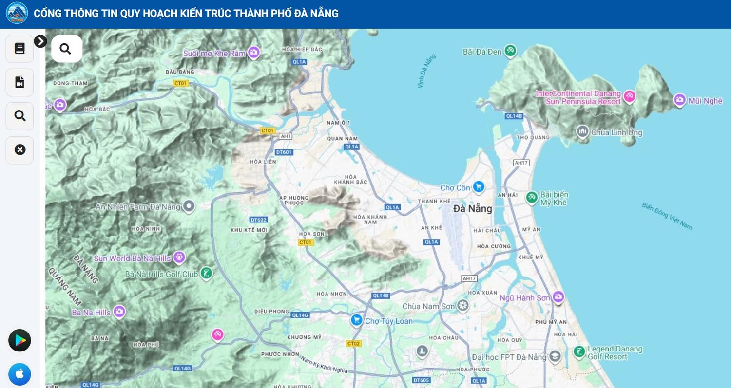 Giao diện Cổng th&ocirc;ng tin Quy hoạch x&acirc;y dựng do Sở X&acirc;y dựng Th&agrave;nh phố Đ&agrave; Nẵng