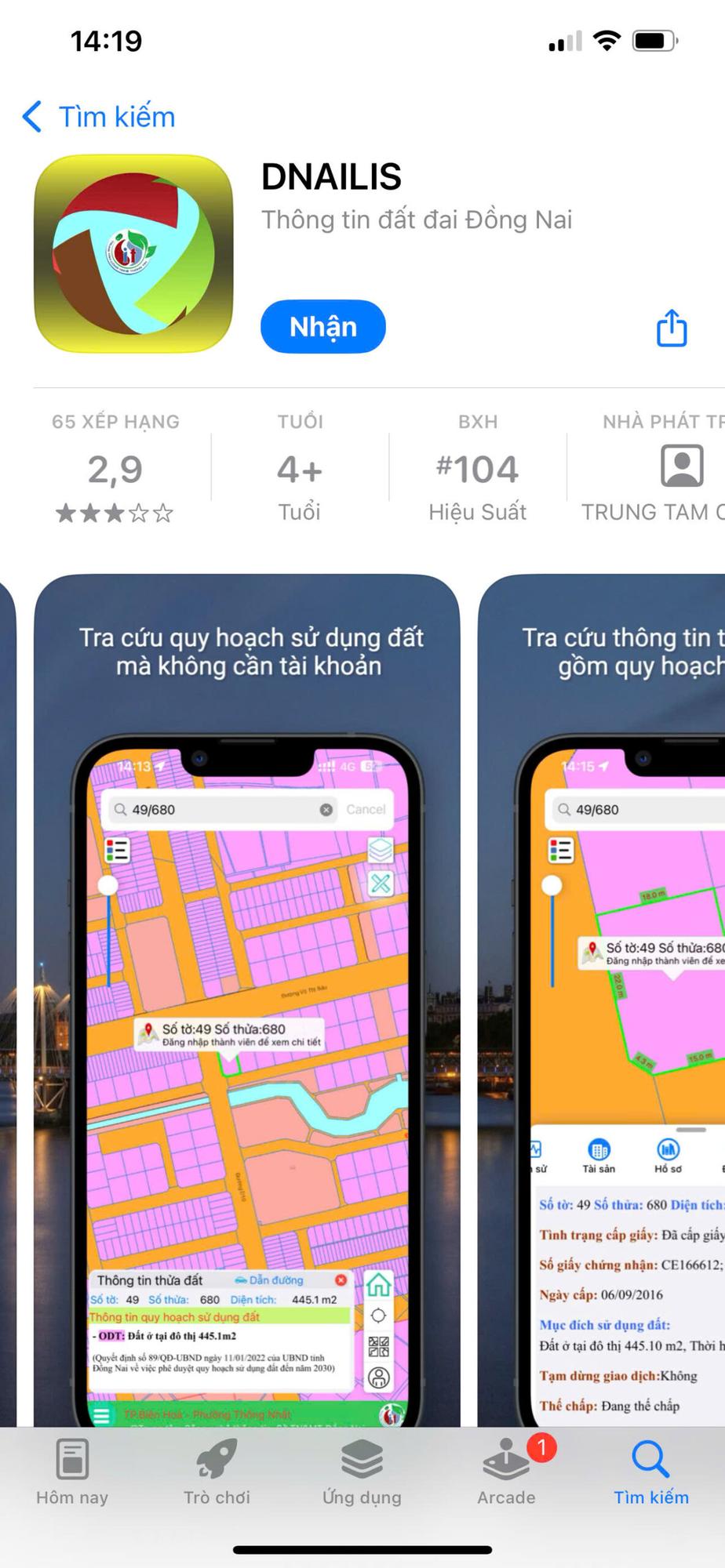 App tra cứu thửa đất tại tỉnh Đồng Nai.